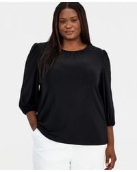 Kasper - Plus Size Crochet-trim 3/4-sleeve Top - Lyst