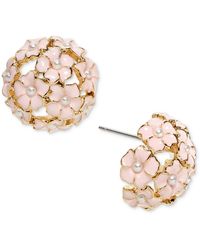 Charter Club - Tone Imitation Pearl & Color Flower Cluster Stud Earrings - Lyst