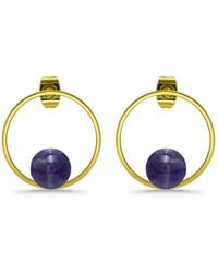 Macy's - 14k Gold Plated Multi Genuine Stone Circle Stud Earrings - Lyst