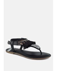 Rag & Co - Risha Genuine Leather Tassel Sandals - Lyst