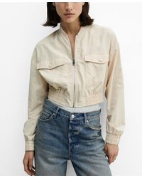 Mango - Cargo Pocket Detail Bomber Jacket - Lyst