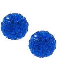 Giani Bernini - Crystal 6mm Pave Stud Earrings In Sterling Silver. Available In Clear, Blue Or Red - Lyst