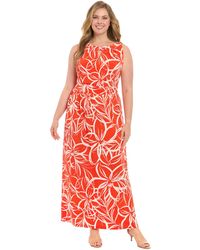 London Times - Plus Size Floral-print Halter-neck Maxi Dress - Lyst
