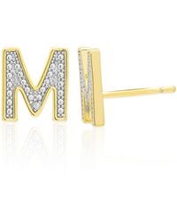 Macy's - Diamond Accent 0.01 Ct. T. W. Initial 's' Stud Earrings - Lyst