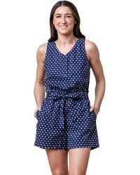 Hope & Henry - Sleeveless Linen Button Front Romper - Lyst