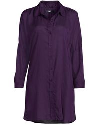 Lands' End - Sheer Over D Button Front Swim Cover-up Shirt - Lyst