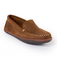 Minnetonka - Venetian Tread Suede Slip Ons Loafers - Lyst