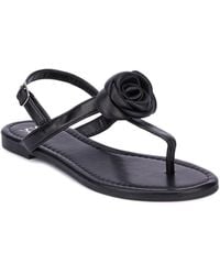 New York & Company - Rosette Single Flower Thong T-strap Sandal - Lyst