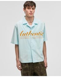 Mode Of One - Short-sleeve Camp Collar Graphic Button-up Shirt - Lyst