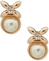 Anne Klein - Gold-tone Button Drop Earrings - Lyst