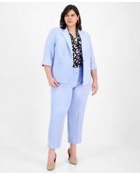 Kasper - Plus Size 3 4 Sleeve One Button Blazer Sleeveless Printed Knot Front Blouse Stretch Crepe Fly Front Pants - Lyst