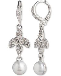 Givenchy - Silver-tone Crystal & Imitation Pearl Linear Drop Earrings - Lyst