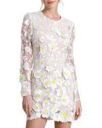 Avec Les Filles - Floral-embroidered Mini Dress - Lyst