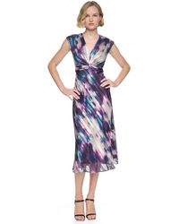 DKNY - Sleeveless V-neck Knot-front A-line Midi Dress - Lyst