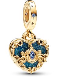 PANDORA - 14k Gold-plated Disney Cinderella Heart Charm - Lyst