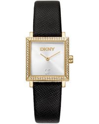 DKNY - Milanese Quartz Black Leather Strap Watch 24x31mm - Lyst