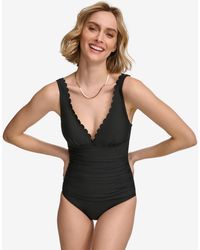 Calvin Klein - Scalloped-neck One-piece Swimsuit - Lyst