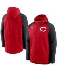 Nike - Red And Black Cincinnati Reds Authentic Collection Full-zip Hoodie Performance Jacket - Lyst