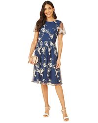 Yumi' - Embroidered Floral Skater Dress - Lyst
