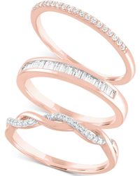 Macy's 3-pc. Set Diamond Stacking Rings (1/4 Ct. T.w.) - Multicolor