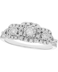 Macy's - Diamond 3-stone Halo Ring (1/4 Ct. T.w. - Lyst
