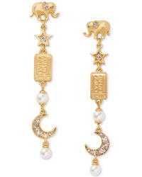Kate Spade - Gold-tone Pave & Imitation Pearl Carnival Charm Linear Drop Earrings - Lyst
