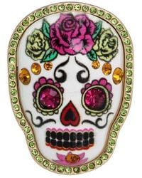 Betsey Johnson - Faux Stone Sugar Skull Cocktail Stretch Ring - Lyst