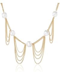 BCBGMAXAZRIA - Oversized Pearl Chain Necklace - Lyst