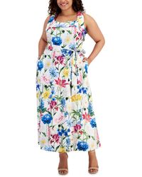 Anne Klein - Plus Size Floral Square-neck Maxi Dress - Lyst