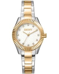 DKNY - Chambers Glitz Silver Dial Gold Two-tone Stainless Steel Bracelet Watch 30mm - Lyst