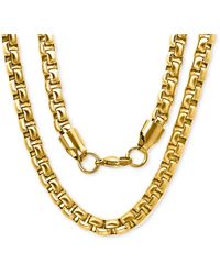 Steeltime - 18k -plated Stainless Steel Thick Round Box Link 24" Chain Necklace - Lyst