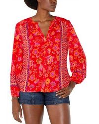 Liverpool Los Angeles - Long Sleeve Button Front Woven Blouse P Xs 3x - Lyst