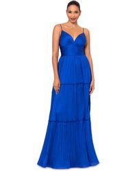 Betsy & Adam - Pleated Tiered Gown - Lyst