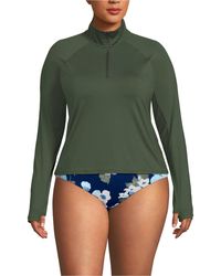 Lands' End - Plus Size Long Sleeve Quarter Zip Upf 50 Rash Guard - Lyst