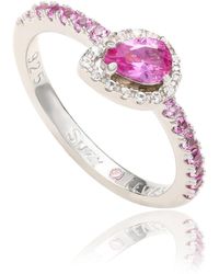 SUZY LEVIAN NEW YORK - Suzy Levian Sterling Silver Sapphire Pear Shape Petite Ring - Lyst