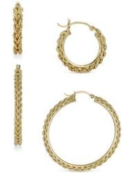 Macy's - Heart Rope Chain Hoop Earring Collection In 14k Gold - Lyst