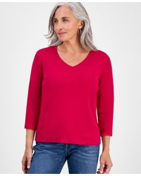 Style & Co. - Petite V-neck 3/4-sleeve T-shirt - Lyst