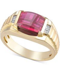 Macy's Lab-created Sapphire & Diamond Accent Ring In 18k Gold-plated Sterling Silver (also In Lab-created Ruby) - Metallic