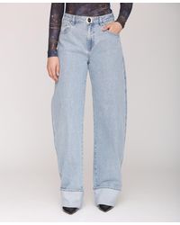 Avec Les Filles - Rolled Cuff Barrel Leg Jeans - Lyst