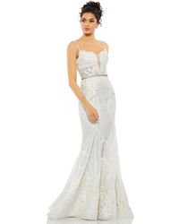Mac Duggal - Embroidered Sleeveless Plunge Neck Trumpet Gown - Lyst