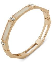 Anne Klein - Gold-tone Pave & Mother-of-pearl Bangle Bracelet - Lyst