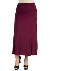 24seven Comfort Apparel - Elastic Waist Solid Color Maxi Skirt - Lyst