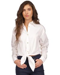 Michael Kors - Poplin Tie-front Button-down Cotton Shirt, Regular & Petite - Lyst