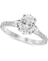 Macy's Diamond Oval, Pear, & Round Engagement Ring (1-1/2 Ct. T.w.) In 14k White Gold - Metallic