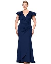 Xscape - Plus Size Gathered-waist Flutter-sleeve Evening Gown - Lyst