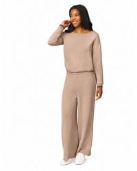 Cable & Gauge - Boat Neck Top And Wide Leg Pant Lounge Set - Lyst