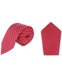 Trafalgar - Rowan Geometric Pattern Silk Necktie And Pocket Square Bundle - Lyst