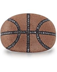 LuvMyJewelry - Slam Dunk Basketball Design Sterling Silver Rhodium Plated Black Diamond Men Ring - Lyst
