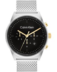 Calvin Klein - Tone Stainless Steel Mesh Bracelet Watch 44mm - Lyst