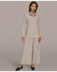 Donna Karan Weekend - 4 Way Stretch Knit Long Sleeve Button Down Shirt 4 Way Stretch Knit Mid Rise Ankle Pants - Lyst